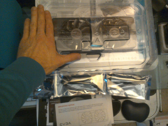 The video card is the size of two hands!